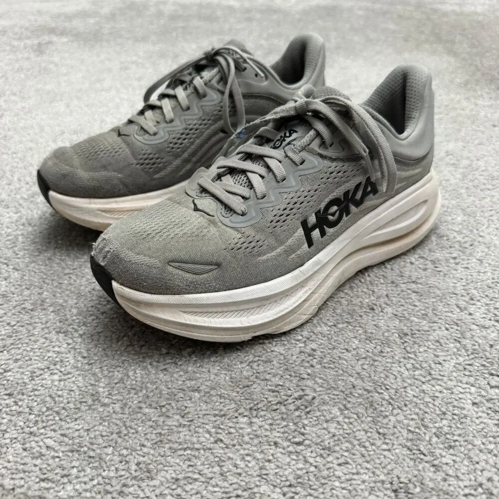 Hoka One One Bondi 9 Galactic Gray Running Shoes Sneakers 8.5D Max Cushioning